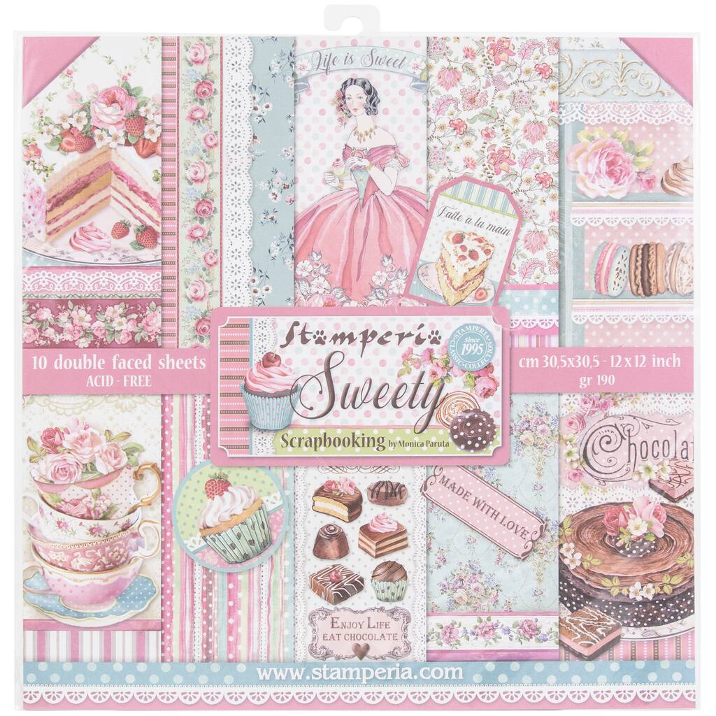 Stamperia 12" x 12" Paper Pad Romantic Threads 10/pk Double Sided Scrapbook